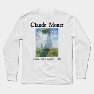 Woman with a parasol by Claude Monet Long Sleeve T-Shirt